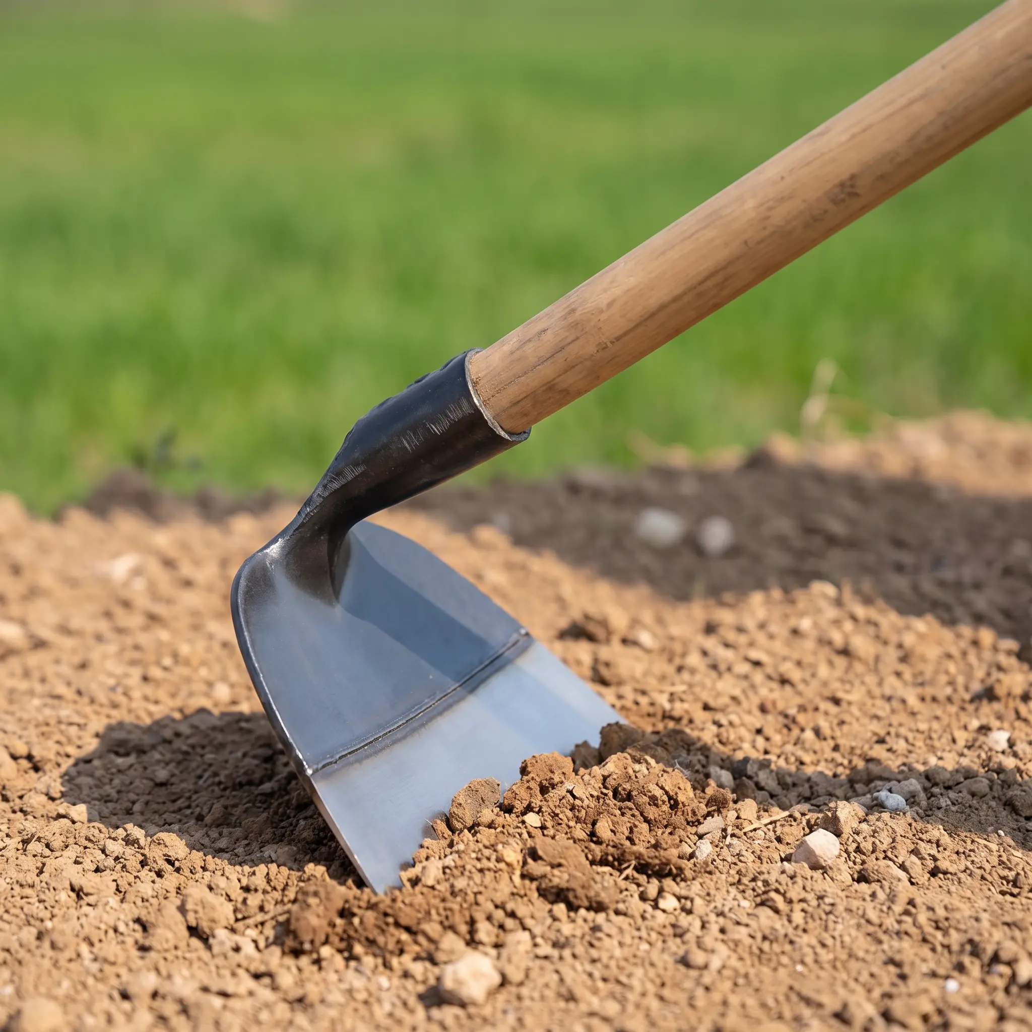 【SummerWins】Heavy-Duty Manganese Steel Weeding Hoe with Wood Handle, Large Wide Blade Garden Tool for Grass Removal, Digging, Loosening Soil, Welded Reinforced Farm Hand Tool for Lawn Vegetable Plot