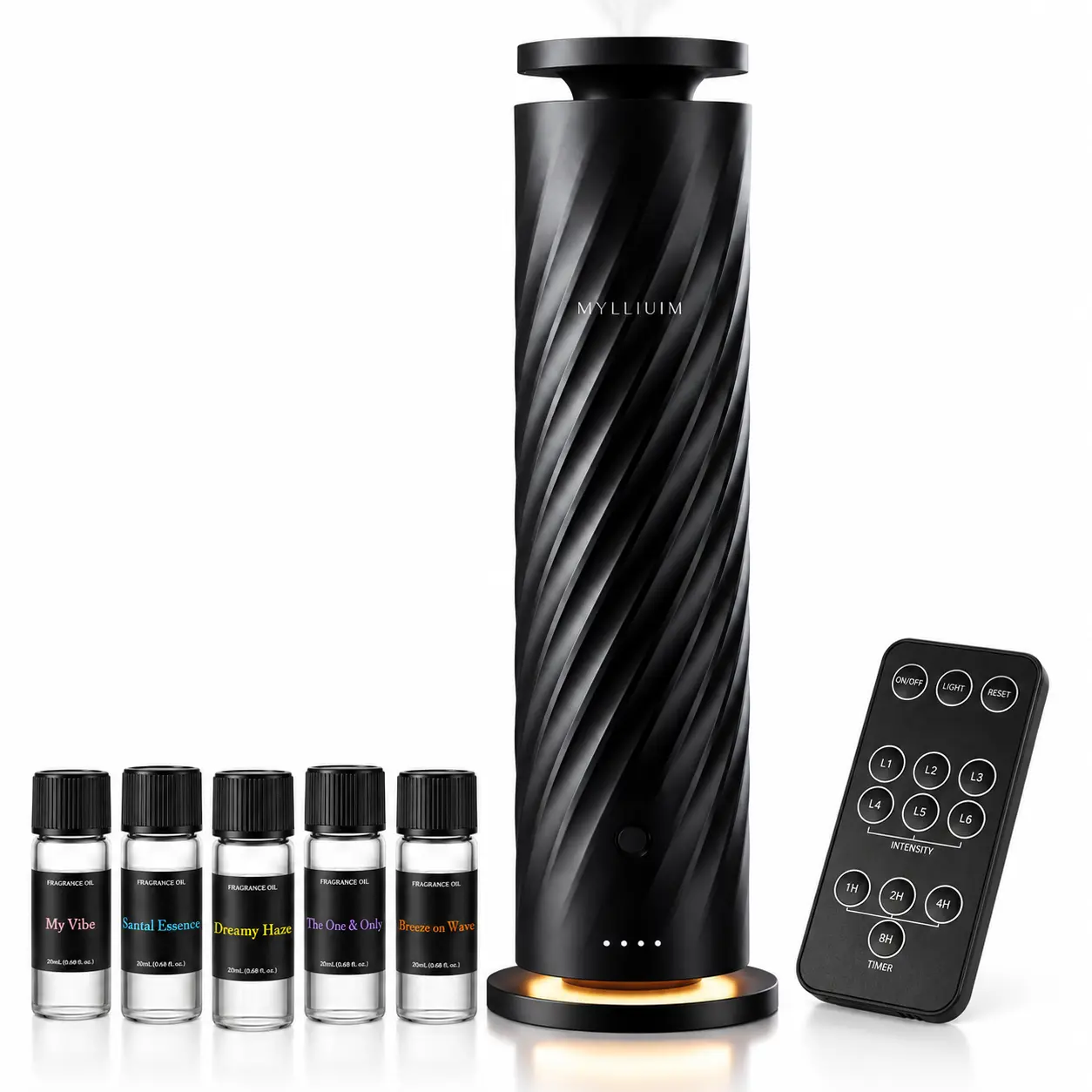 Waterless Diffuser Gift Set, Scent Diffuser Discovery Kit Covers up to 1500 sq ft, Cold-Air Aromatherapy Diffuser for Home, Plug-in Not Rechargeable, Remote Control, Timer, Night Light & 5 Essential Oils Included