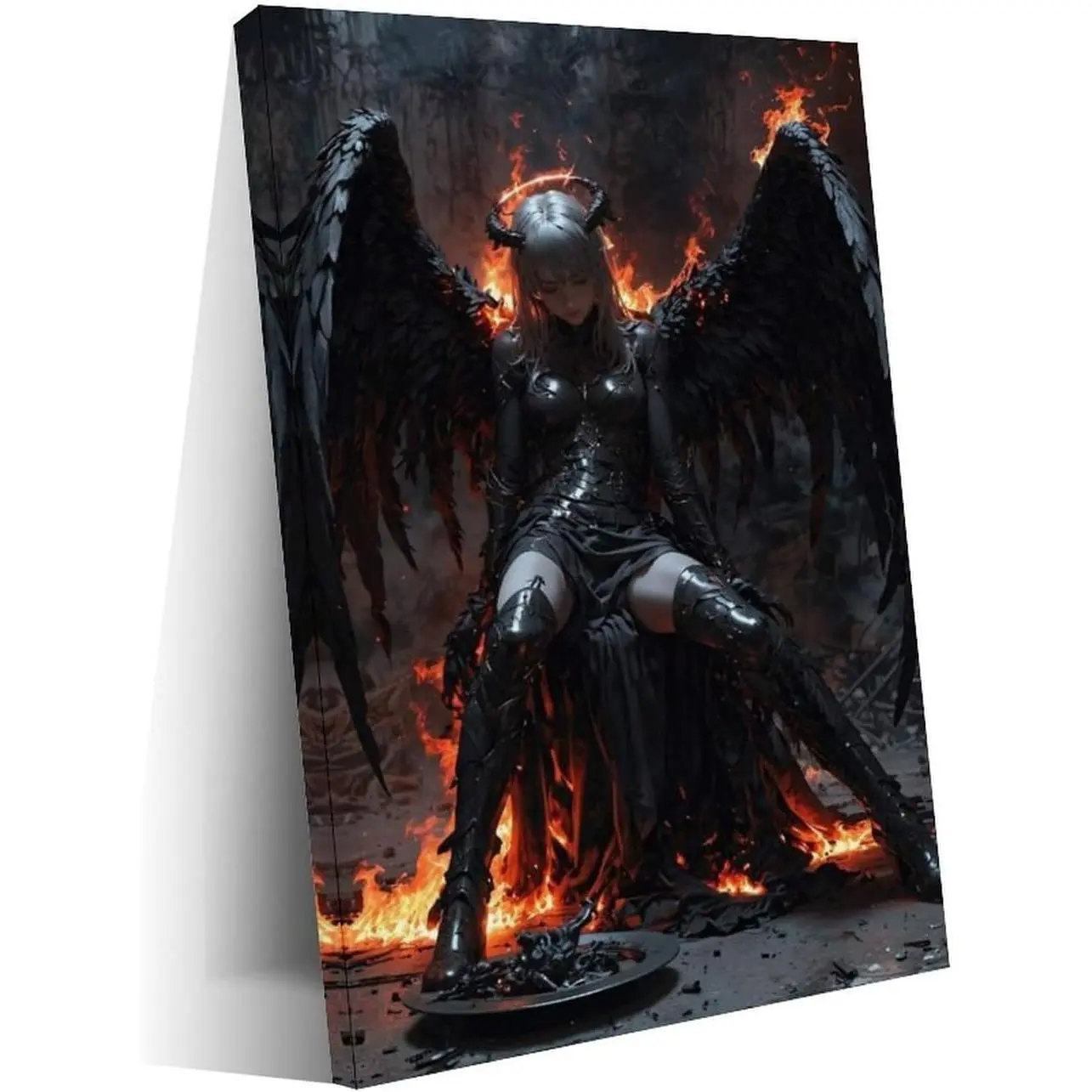 Mythological Fantasy Succubus European Graphic Canvas Poster - Inkjet Printed Artwork with Handmade Frame-Style, 12x18inch(30x45cm)/16x24inch(40x60cm) Home Decor Room Accessories for Bedroom, Interior Decor