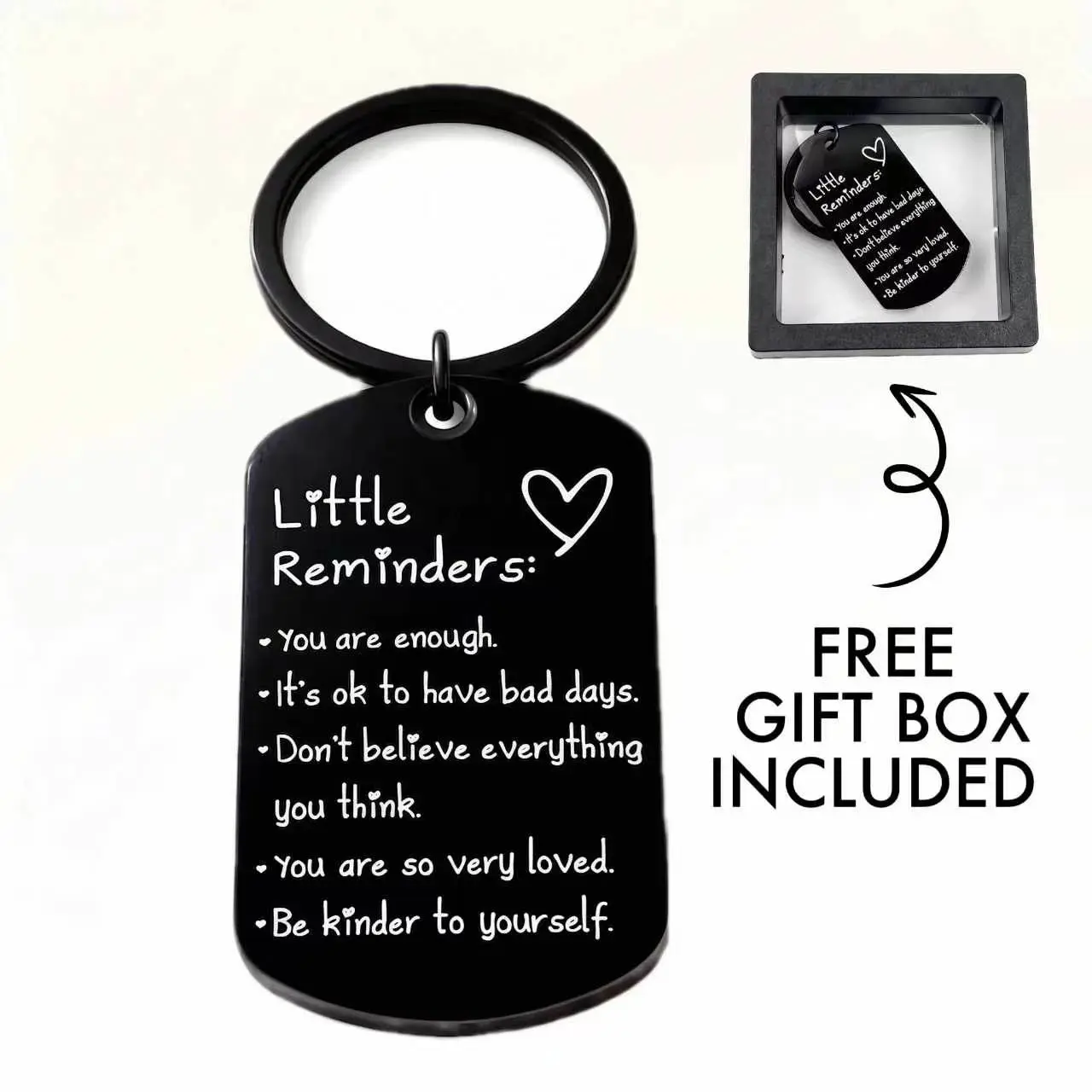 Little Reminders Keychain for Women Men, You Are Enough Inspirational Keyring, Uplifting Gift for Friends