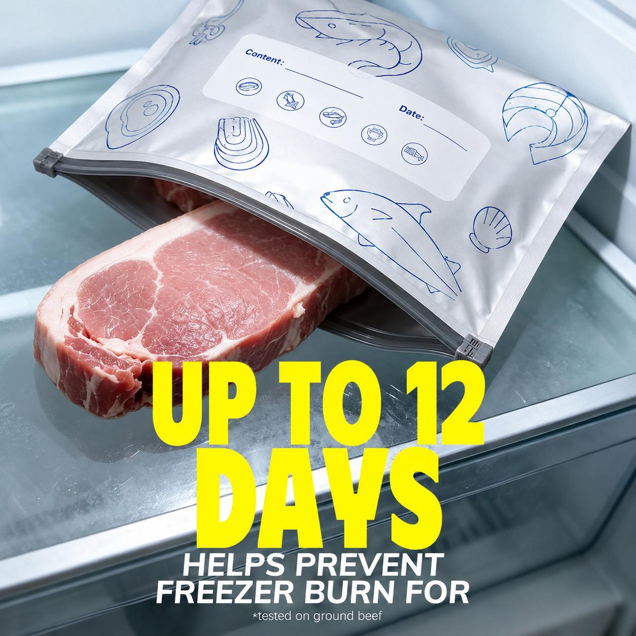 【TikTokShopBlackFriday】New reusable upgraded thickened upright aluminum foil sealing storage bags, with labels and zipper locks, suitable for washable kitchen items like vegetables, fruits, and meat, perfect for Thanksgiving, Christmas, and New Year gifts
