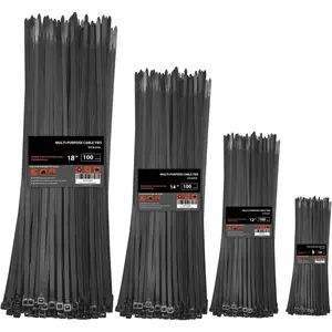 400 Pack Desk Cable Organizer Ties, 8 12 14 18 Inch Assorted Nylon Zip Ties, 60-100lb Strength, Double Sided Cord Management for Home Office & Gaming Setups