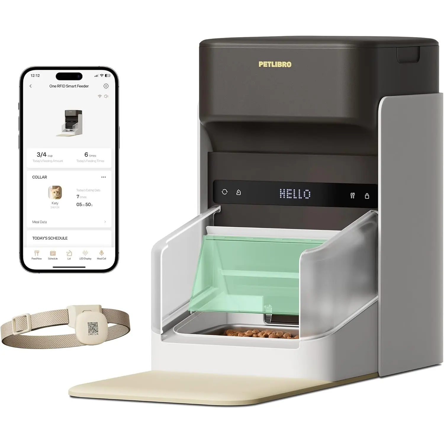 PETLIBRO Upgraded RFID Automatic Cat Feeder, 5G Wi-Fi Automatic Pet Feeder, 3L Auto Cat Feeder App Control with Light Collar Tag, Tag Activated One Automatic Cat Food Dispenser 1-10 Meals Control PETLIBRO