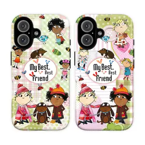 Cute Lola & Lotta Cartoon Phone Case – Best Friend Matching Phone Case for iPhone 17 16 15 14 13 12 11 Pro Max X & SS Galaxy S25 S24 S23 S22 S21 Ultra | Bestie Friendship Shockproof Cover, Whimsical Cartoon Art, Gift for BFF Her Women Girls