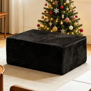 【Mother's Day Gift】UTUHMWM 35x 35 x 16 Inches Plush Corduroy Cloud Velvet Boneless Ottoman for Sofa Couch, Ottoman Foot Rest, End of Bed Bench, Storage Chest, Load 300 lb, for Living Room, Bedroom, Entryway