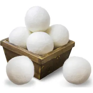 Wool Dryer Balls XL Size 6 Pack, Natural Fabric Softener 100% Organic Premium New Zealand Wool, No Fillers, Anti Static, Lint Free, White 6 Count