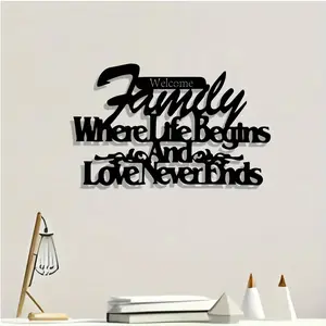 Vintage Family Quote Metal Wall Art, Inspirational Home Decor, Powder Coated Iron Craft, Christmas Gift for Home Lovers