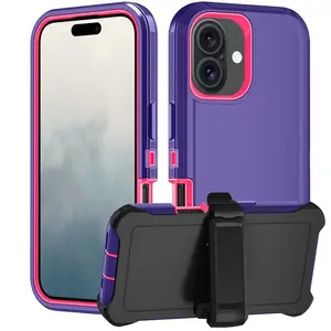 3‑in‑1 Heavy Duty Armor Case Shockproof and Dustproof Protective Cover for iPhone 16, 15, 14, 13, 12, Pro Max