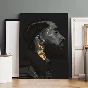 Wooden Framed Canvas Painting, Trendy Personality Tattoos Poster, Modern Art, Abstract Face Design, Fashion Decoration, Living Room Bedroom Decoration, Office Mural, Ornaments