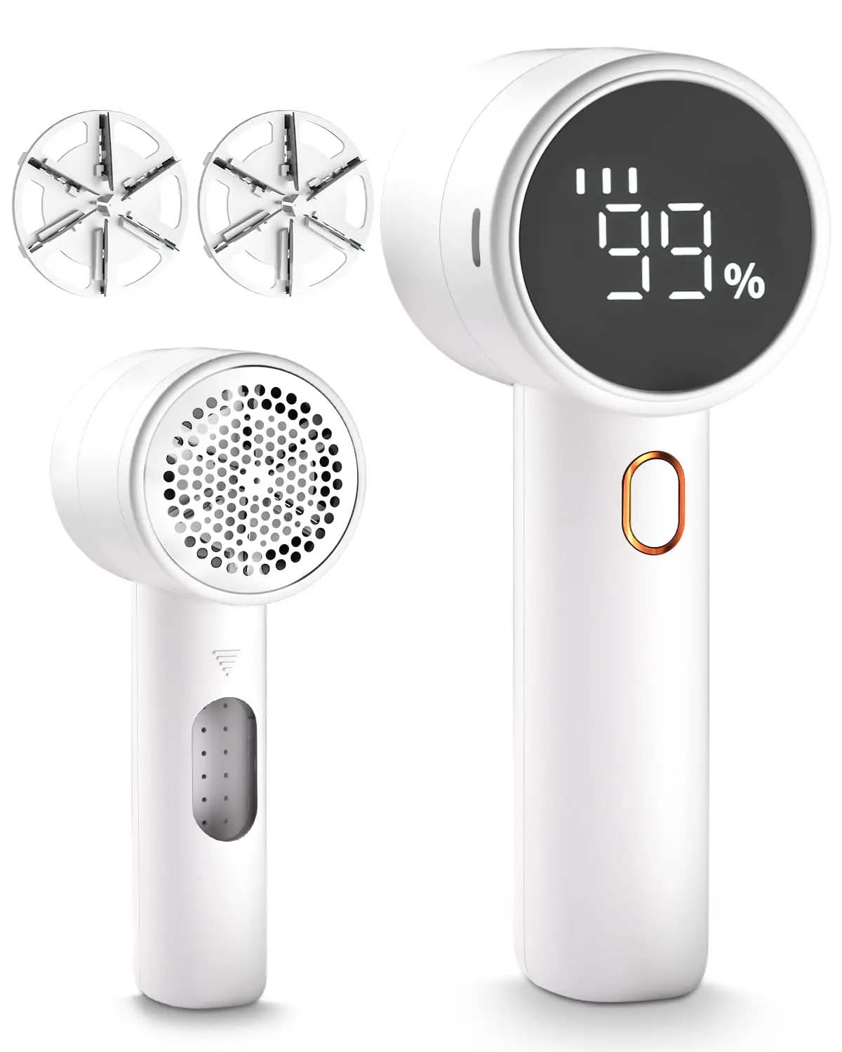 Fabric Shaver, Lint Remover Rechargeable, Electric Portable Sweater Defuzzer with 3 Speeds, 6 Leaf Blades, Digital LED Display to Remove Pilling for C