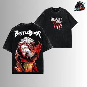 Battle Beast Invincible Graphic Washed Tee Oversized Vintage Acid Wash T-Shirt Streetwear Unisex Soft Cotton Retro Style Casual Outfit