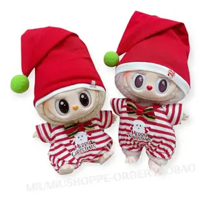 17cm Mini Plush Doll's Clothes Outfit Accessories for Labubu Idol V1 V2 Christmas Cookie Man Sweater Hat Clothing