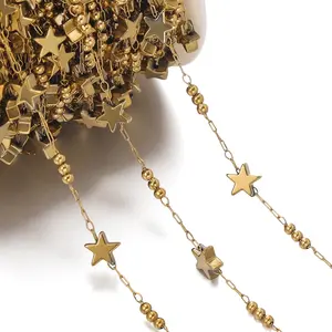 1Meter Stainless Steel Star Link Chain Dangle Charm Chains for Necklace Anklet Jewelry Making DIY Bracelet Anklet Accessories