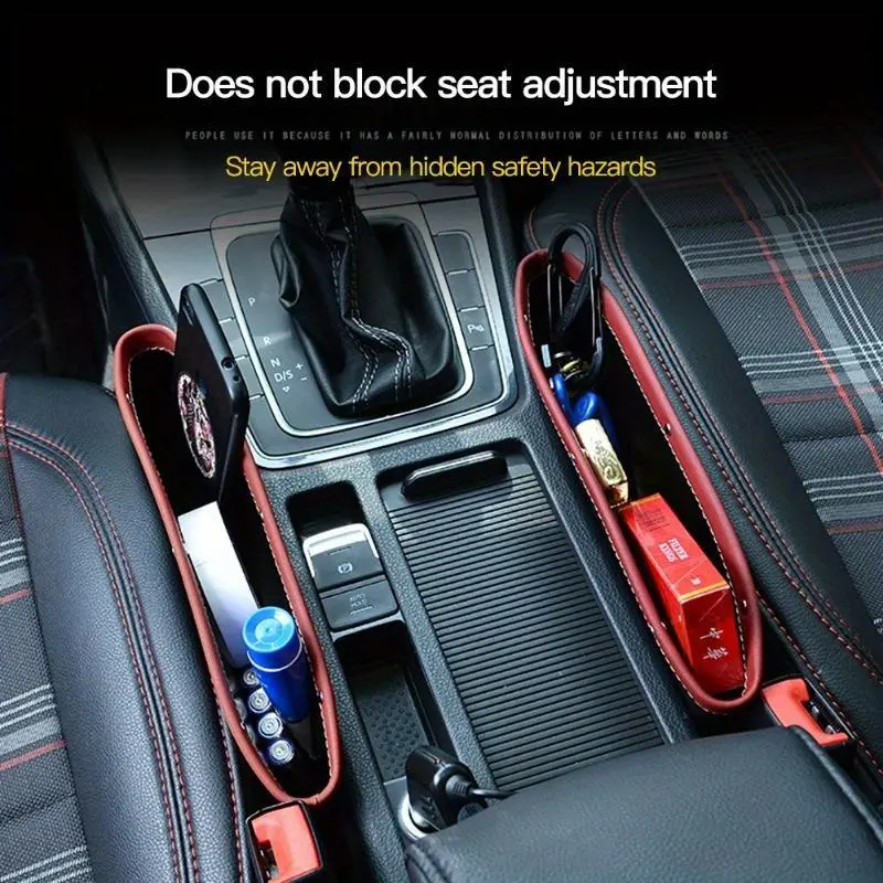 Car Seat Slit Gap Organizer Storage Pocket Multifunction Driver Seat Catcher Cup key phone Holder Car bag PU Leather Car Console Organizer Multifunctional Car Organizer Car Organization Supplies