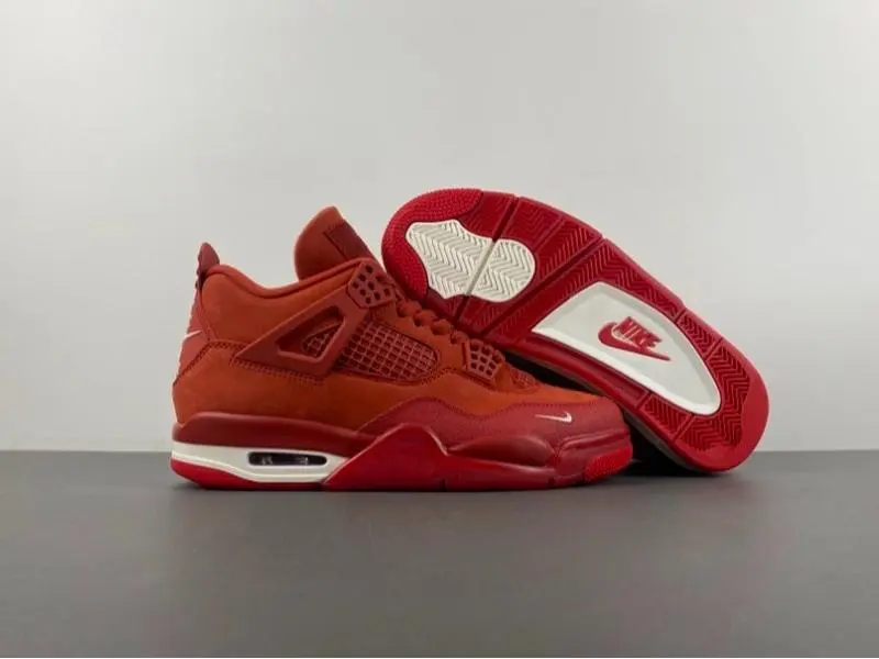 Unisex Orange Red Suede Mesh Mid Top Basketball Sneakers Two Tone Red Outsole Shock Absorbing Cushion All Day Comfort Non Slip Suitable For Sports Competitions Daily Training Outdoor Activities