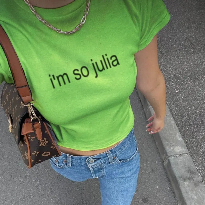 i'm so julia baby tee | brat style baby tee, brat shirt, brat style shirt, i'm so julia shirt, brat summer, 360, perfect music gift for fans
