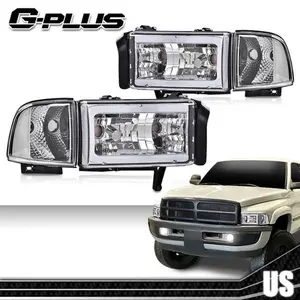 Fit For 94-2002 Dodge Ram 1500 2500 3500 Clear Corner Chrome LED DRL Headlights
