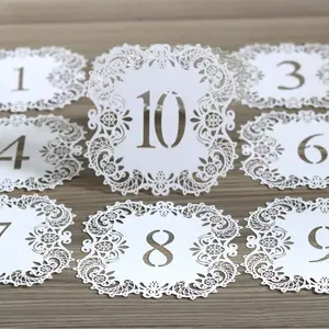 Laser Cut Number Cards, European Lace Edge Place Cards, Wedding Table Number Cards 1-10