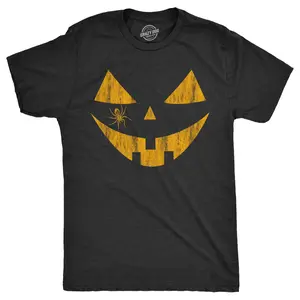 Mens Spooky and Silly Pumpkin Face T Shirts Funny Halloween Jack O Lantern Smile Tees for Guys Mens Funny T Shirts Cool Vintage Fashion T-Shirt Gift Classic Menswear Halloween Apparel for Men Novelty Tees for Black -