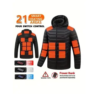 USB Powered Smart Heating Jacket Warm And Constant Temperature Electric Heating Jacket Suitable For Men And Women Zippered Hooded Style For Winter Daily Wear Office Commutes Coffee Runs Weekend Errands