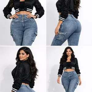 Arely #2 Colombian Jean cargo pockets with Internal Girdle style 360