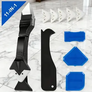 11Pcs Silicone Caulking Tools 3 in1 Grout Removal Tool(Stainless Steelhead)&Grout Remove Scraper, Caulk Remover for Kitchen/Bathroom/Window