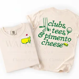 [ Sale Up To 40%] Clubs Tees & Pimento Cheese Shirt – Masters Inspired Golf Tee – Augusta Georgia Graphic Tee – Funny Golf Shirt – Southern Preppy Boutique Te