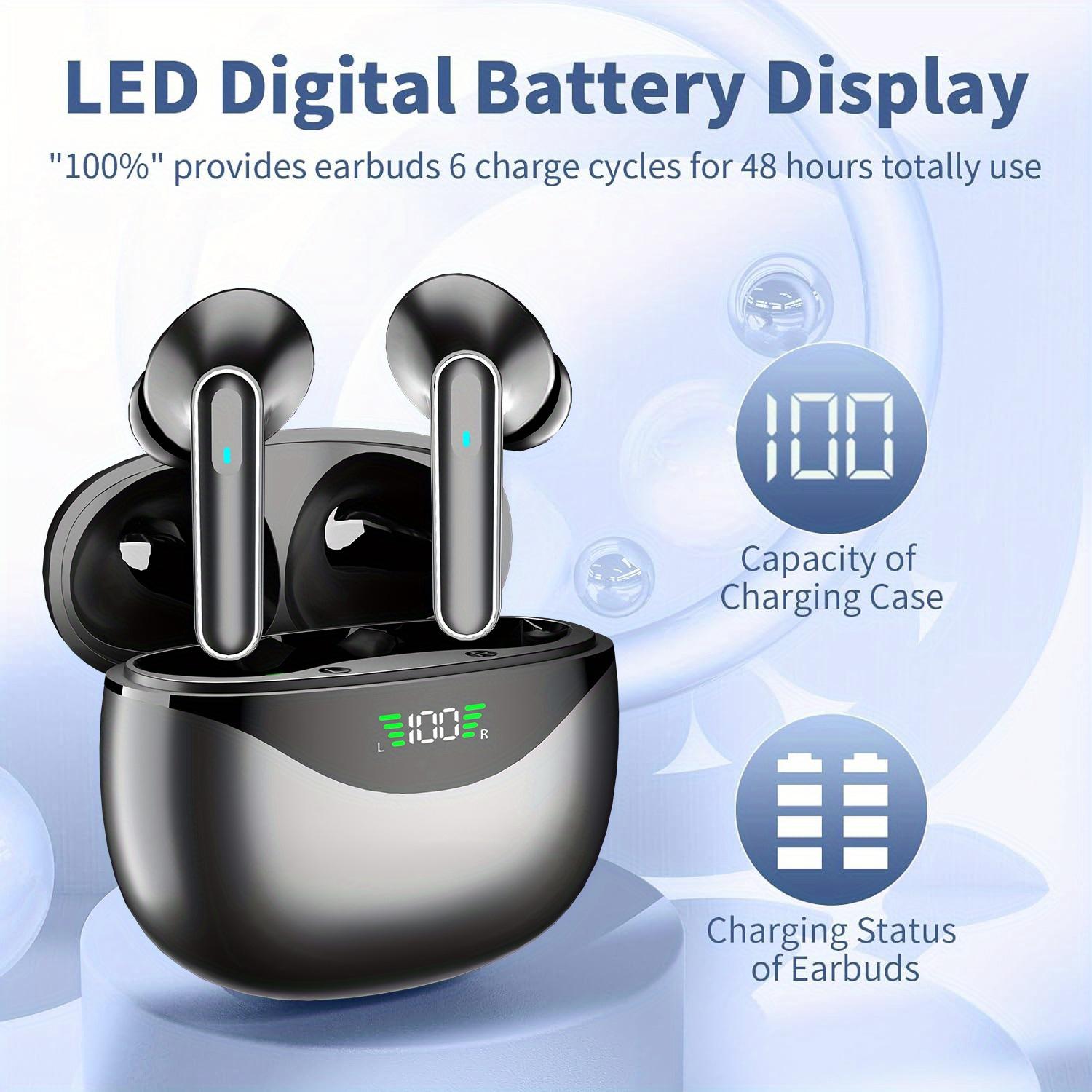Wireless Earbuds for Music, Stereo Headset, Touch Control in Ear Earphones, Sport Headphones with LED Digital Display Charging Case