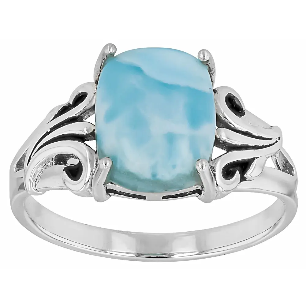 JTV Blue Larimar Sterling Silver Solitaire Ring