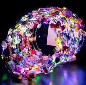LED Hair Crown with Colorful Decorative Elements LED hair Crown Party Supplies Flowers For hair