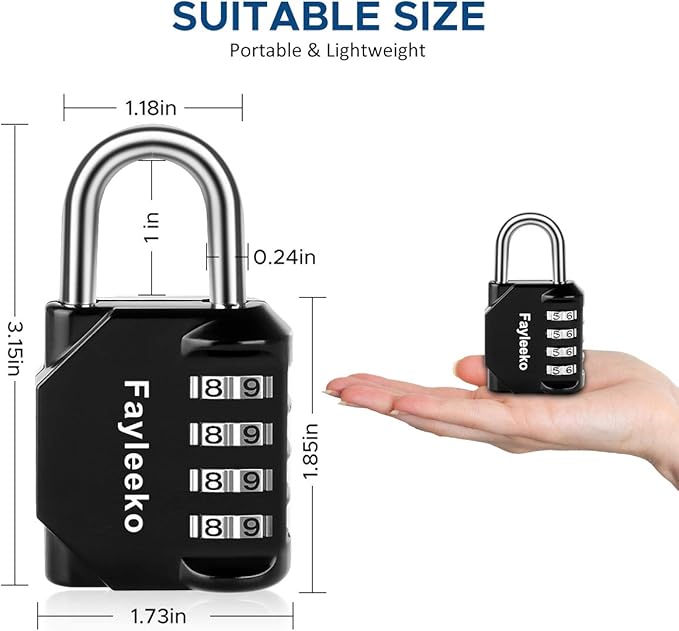 4 Digit Combination Lock 2 Pack With Resettable Code Side Window Design For Lockers Gym Fence Toolbox Storage Cases