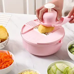 Salad Spinner Large, 3 IN 1 Vegetable and Fruit Washing Bowl with Strainer, Lettuce Spinner with 5 Blades Slicer, Salad Bowl for Efficient Salad Preparation, 5.3 Qt Kitchen Gadgets Set