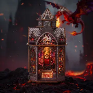 DIY Dragon Castle Book Nook Kit, 3D Building Model Assembly Set, Building Blocks Model, Creative Handmade Art Craft, Home Decor Gift for Friends and Family