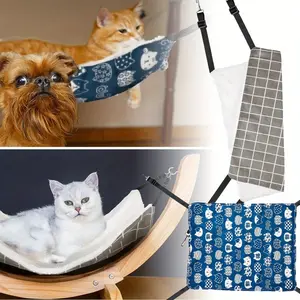 2 Pieces Reversible Cat Hanging Hammock, Soft Breathable Pet Cage Hammock with Adjustable Straps and Metal Hooks, Double-Sided Hanging Bed for Cats Small Dogs Rabbits, Car Interior Accessories summervibes