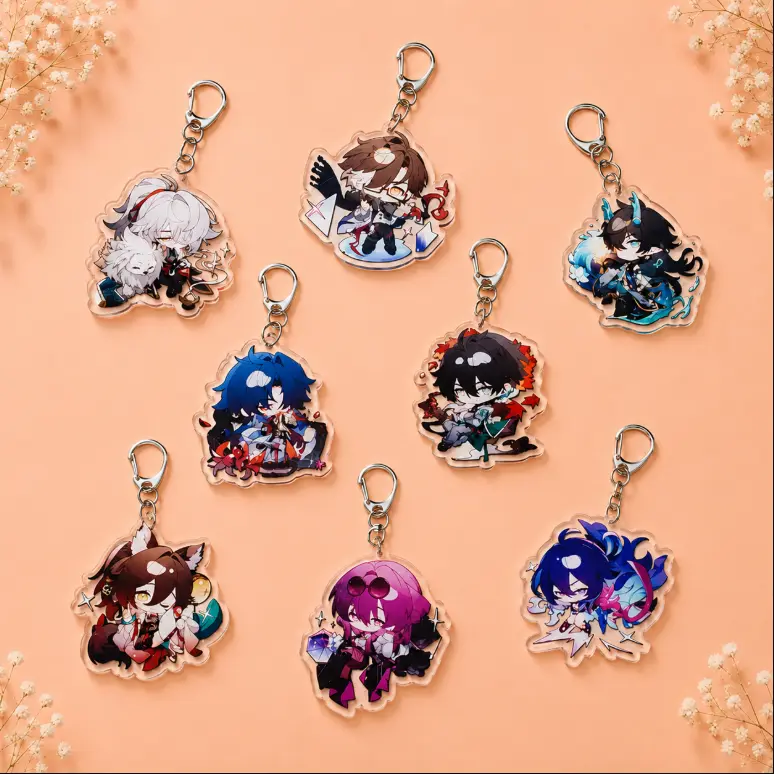 Anime Game Honkai Inspired Acrylic Keychain, Cute Chibi Character Bag Charm