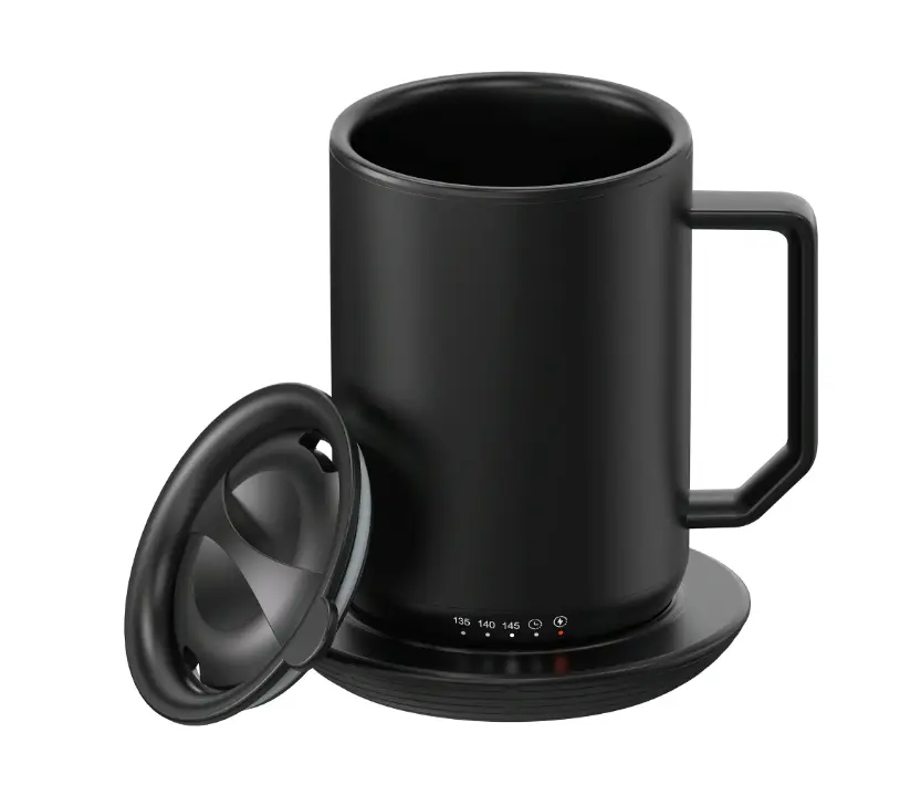 Stainless Steel 12oz Coffee Mug with Mug Warmer, Coaster & Lid for Enhanced Coffee Experience and Temperature Control - Drinkware, Drink