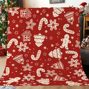 Festive Christmas Polyester Throw Blanket - Modern, Soft, Warm, Cozy, Stain-Resistant, Feather-Free, Electricity-Free Holiday Gift for Family - Ideal for Napping, Home Decor
