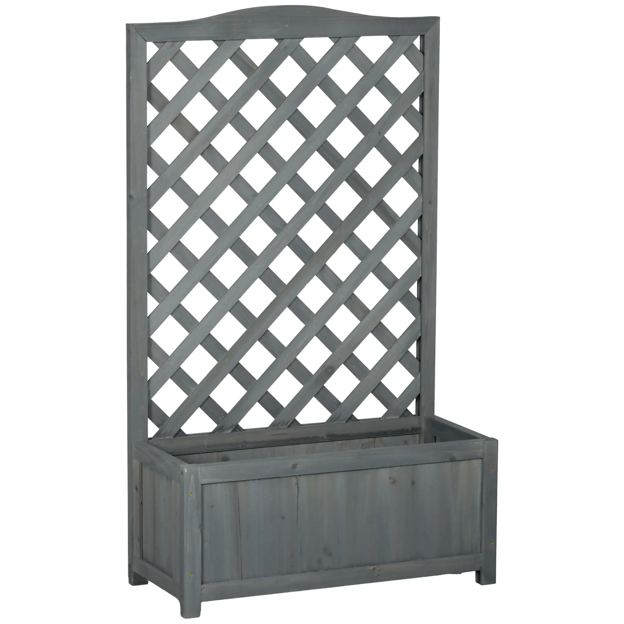 Fir wood planter with trellis for balcony narrow space 27 inch long fits small corner grow tomatoes or morning glory