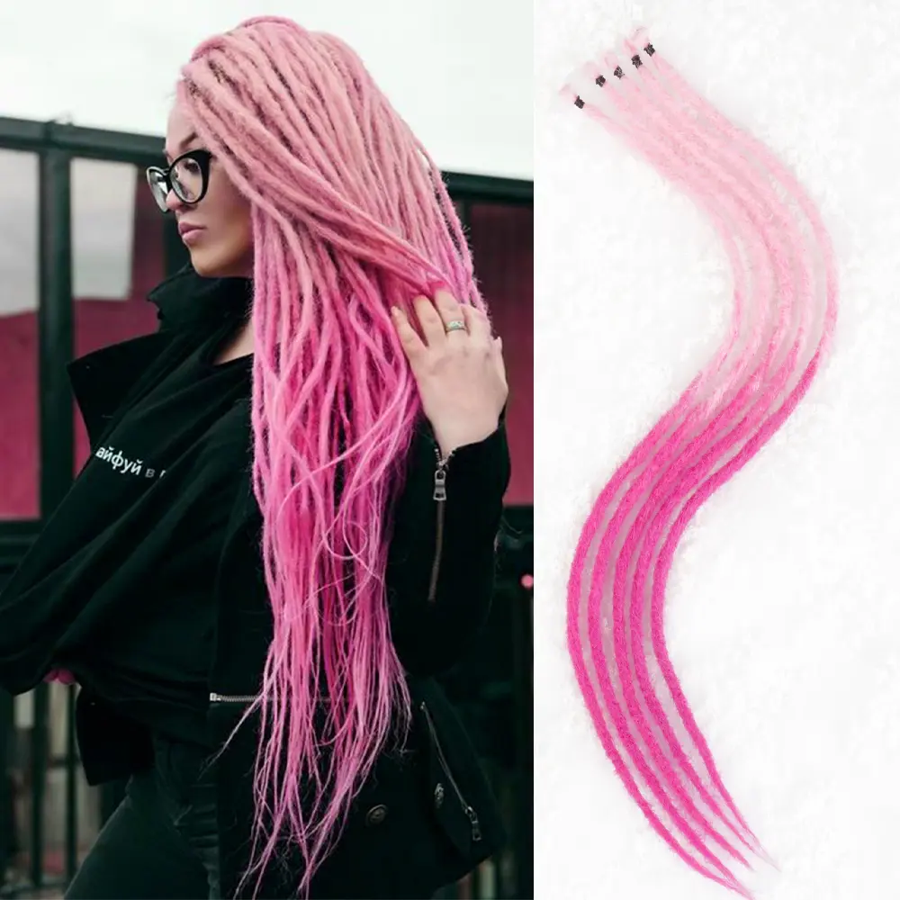 Women's Synthetic Dreadlock Extensions, 20-Inch 10 Strands Single Ended Dreads, 0.8cm Width Ombre Blonde Crochet Hair, Hippie-Reggae Style Fashion Accessory
