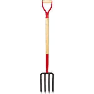 Garden Fork,4-Tine Spading Fork,Compost Fork,Steel Digging Fork,45Inch,Steel Y-Grip,Wooden Handel