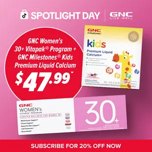 GNC Mom & Kids Wellness Bundle: Women 30+ Vitapak + Kids Premium Liquid Calcium+, Multivitamin for Women Daily Vatamin & Kids Health Growth, Skin Protection, Bones & Teeth, Support Brain, Nerve & Muscle