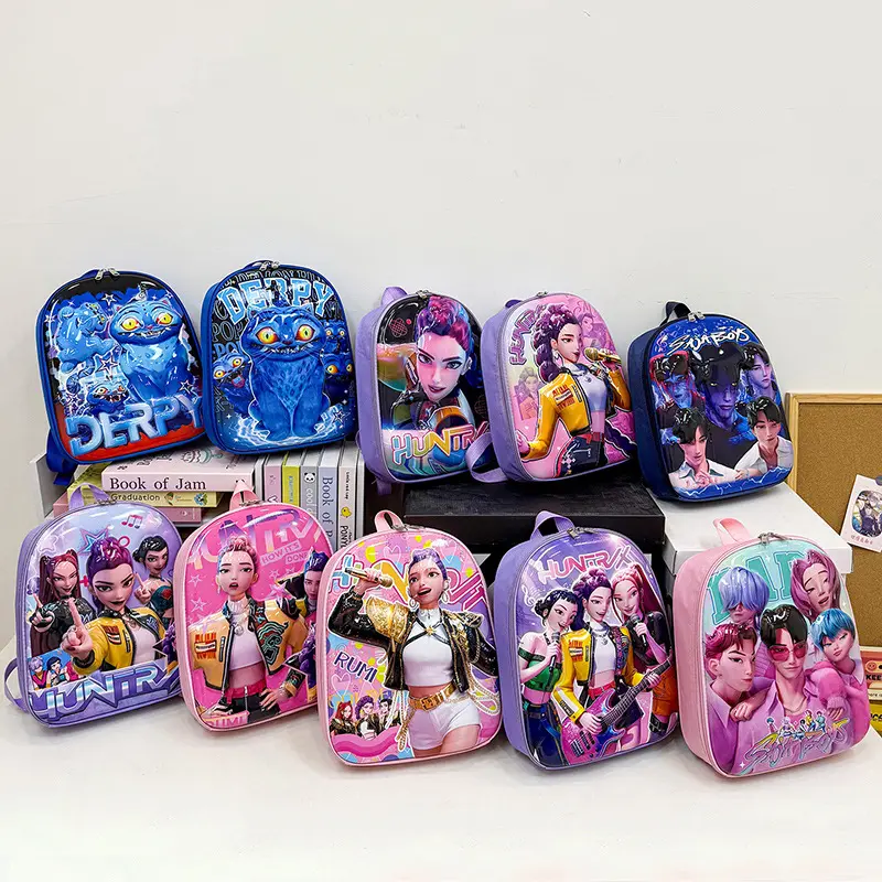 3D K-Pop Cartoon Hard-Shell Backpack for Kids – A Back-to-School Essential; Suitable for School and Travel