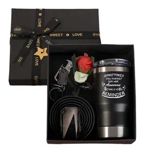 Men's Gift Set with Wallet Belt Keychain (6pcs)