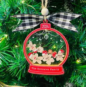 Personalized Gingerbread Family Ornament , Custom 4D Shake Family Ornament 2024, Family Christmas ornament, Christmas Ornament 2024