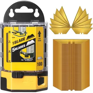 100-Pack Titanium Alloy Fully Coated Durable SK-2 Razor Blades Suitable for Utility Knife Never Rust Super Durable with 1 Blade and 5 Blades Blade Dispenser Steel Stainless Steel Wire Stripper Multi-Functional Knife