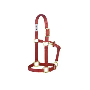 Weaver Leather Adjustable Nylon Halter - Triple-Ply Brass Hardware Cinnamon / Yearling