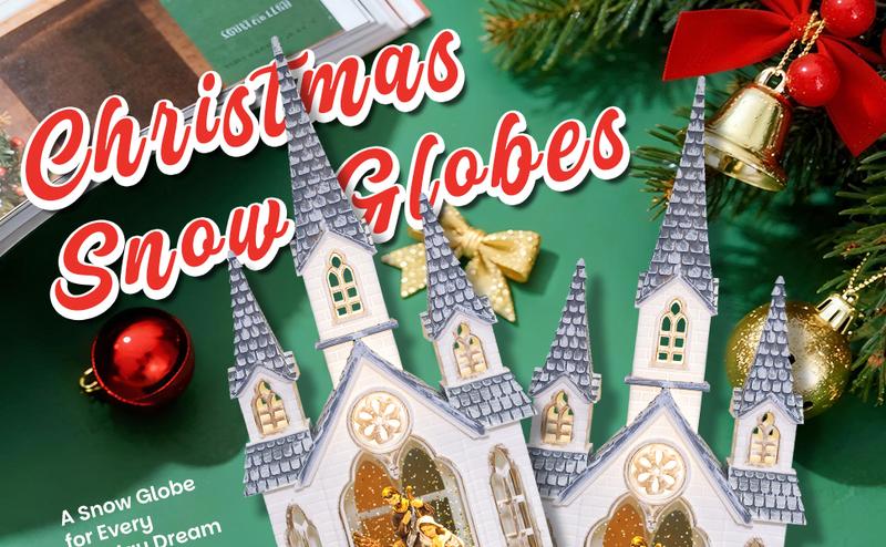 Christmas Church Nativity Snow Globe Light up Snowglobe with Music, 9.84" White Christmas Snow Globes for Kids Adults, 6H Timer & Dual Power, Angle Snowglobes Christmas Decorations Indoor