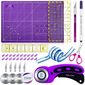 Rotary  Set,Sewing Quilting Supplies,45mm Fabric Cutters,A3  Mat for Sewing, Rulers,,Exacto ,Clips,Beginners Sewing Accessories,Fabric  Kit