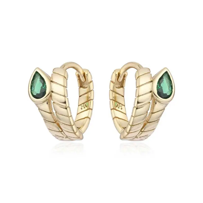 Gold-Plated Snake Luxe Huggies Fashionable Hoop Earrings - High-Quality, Versatile Costume Jewelry Fashion Accessories with Premium Feel