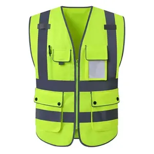 Security vest with 9 pockets, high visibility reflective men's and women's safety vest, durable high visibility reinforced sewn vest, compliant with ANSI/ISEA, E standards